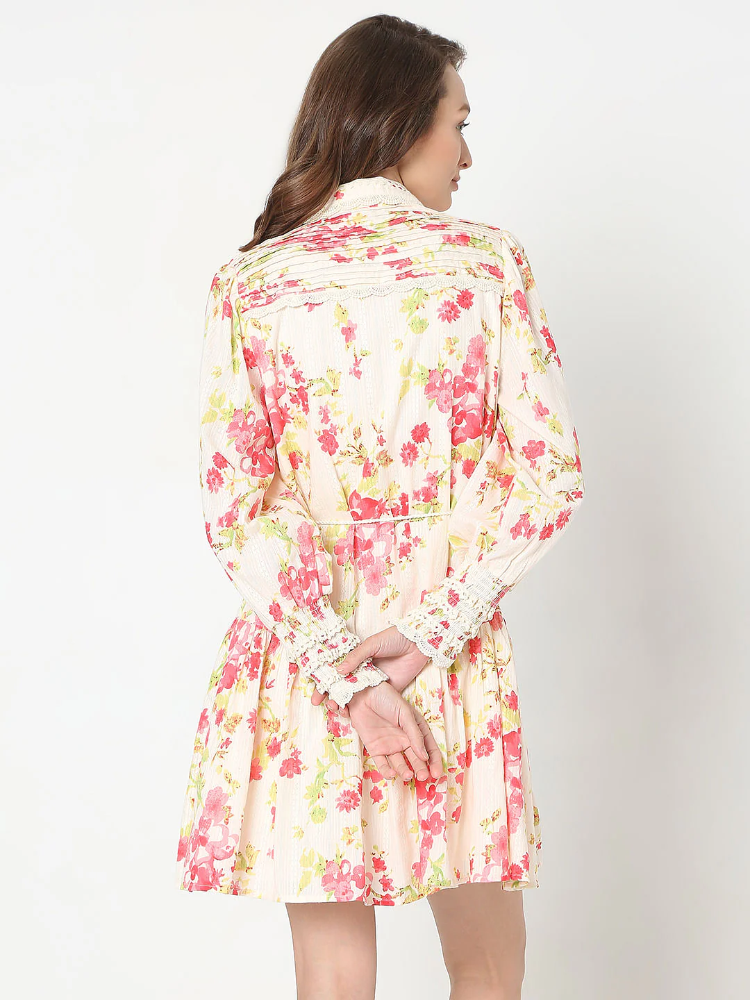 Pink Floral Print Shirt Dress - Image 4