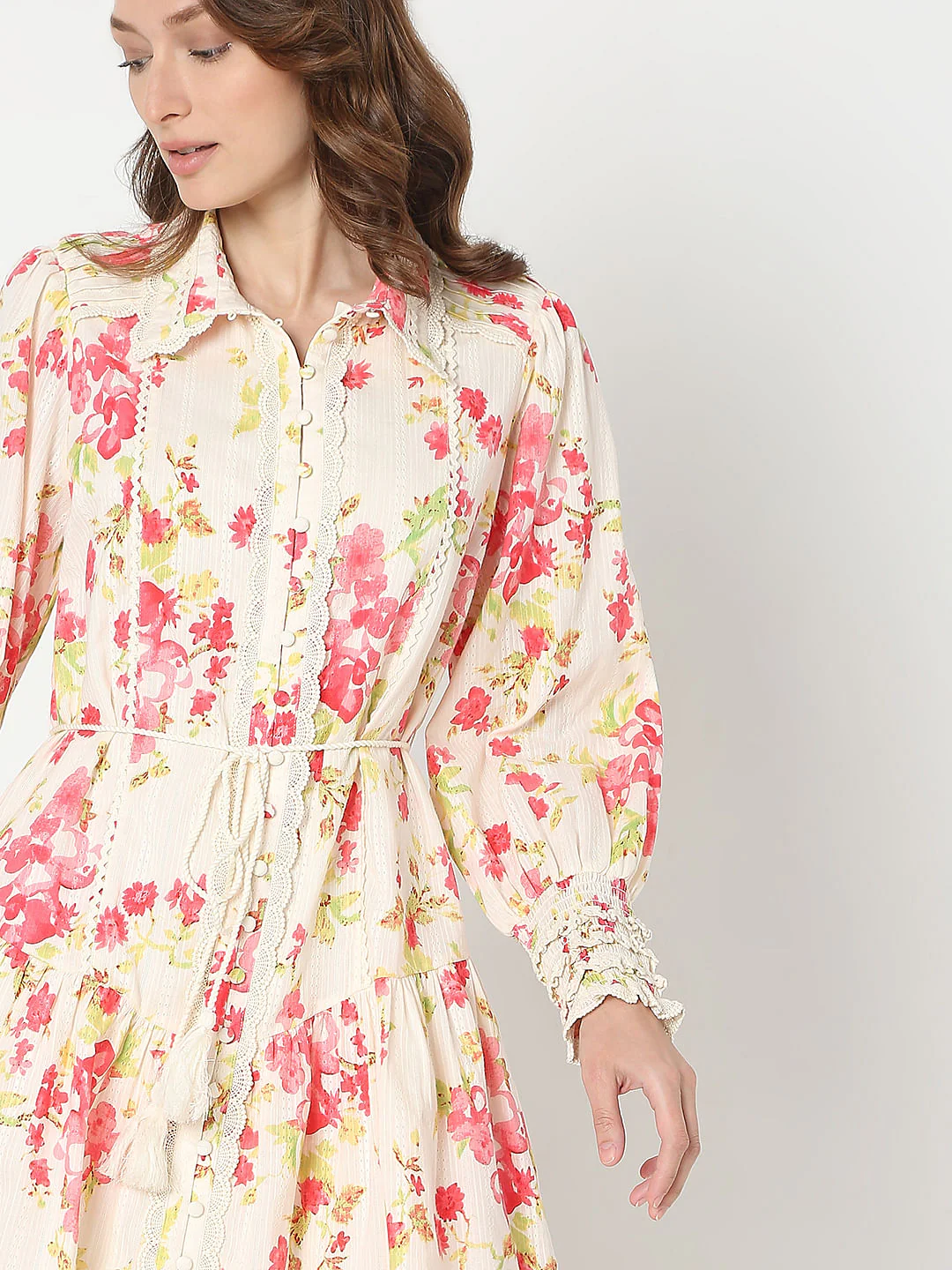 Pink Floral Print Shirt Dress - Image 6