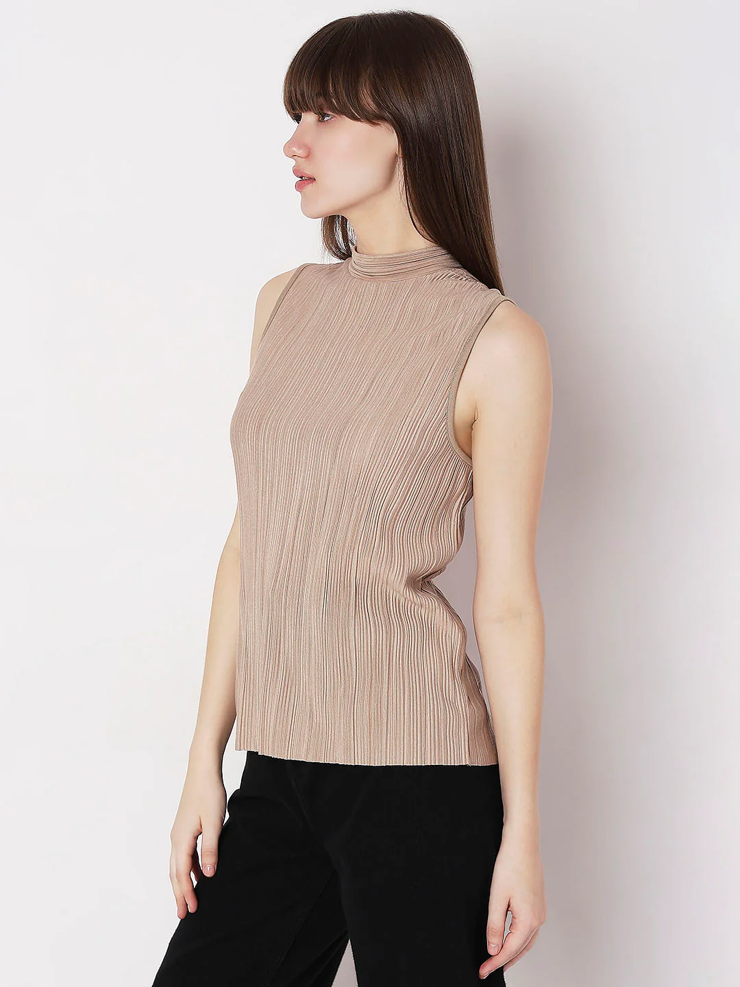 Beige Plisse Top - Image 3