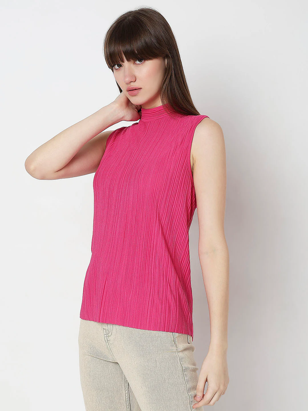 Fuchsia Plisse Top - Image 3