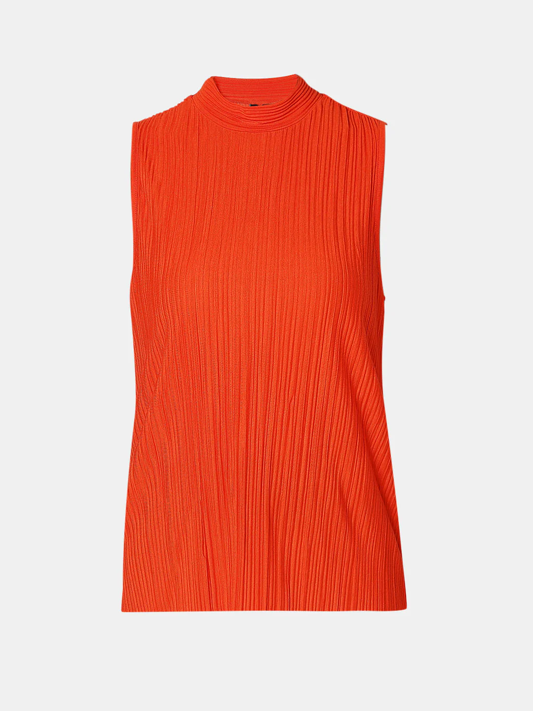 Orange Plisse Sleeveless Top - Image 7