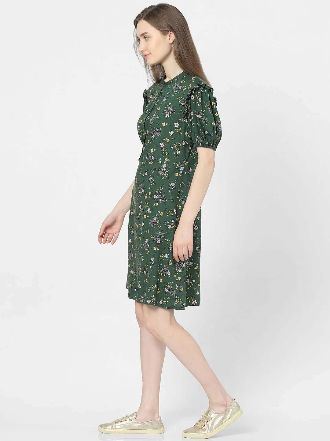 Green Floral Print Shift Dress - Image 2