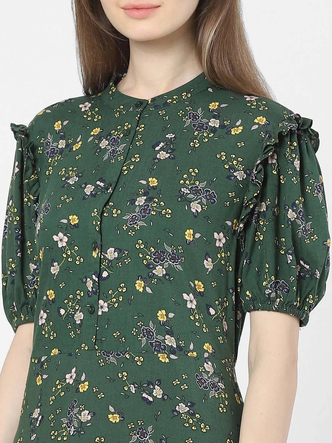 Green Floral Print Shift Dress - Image 4