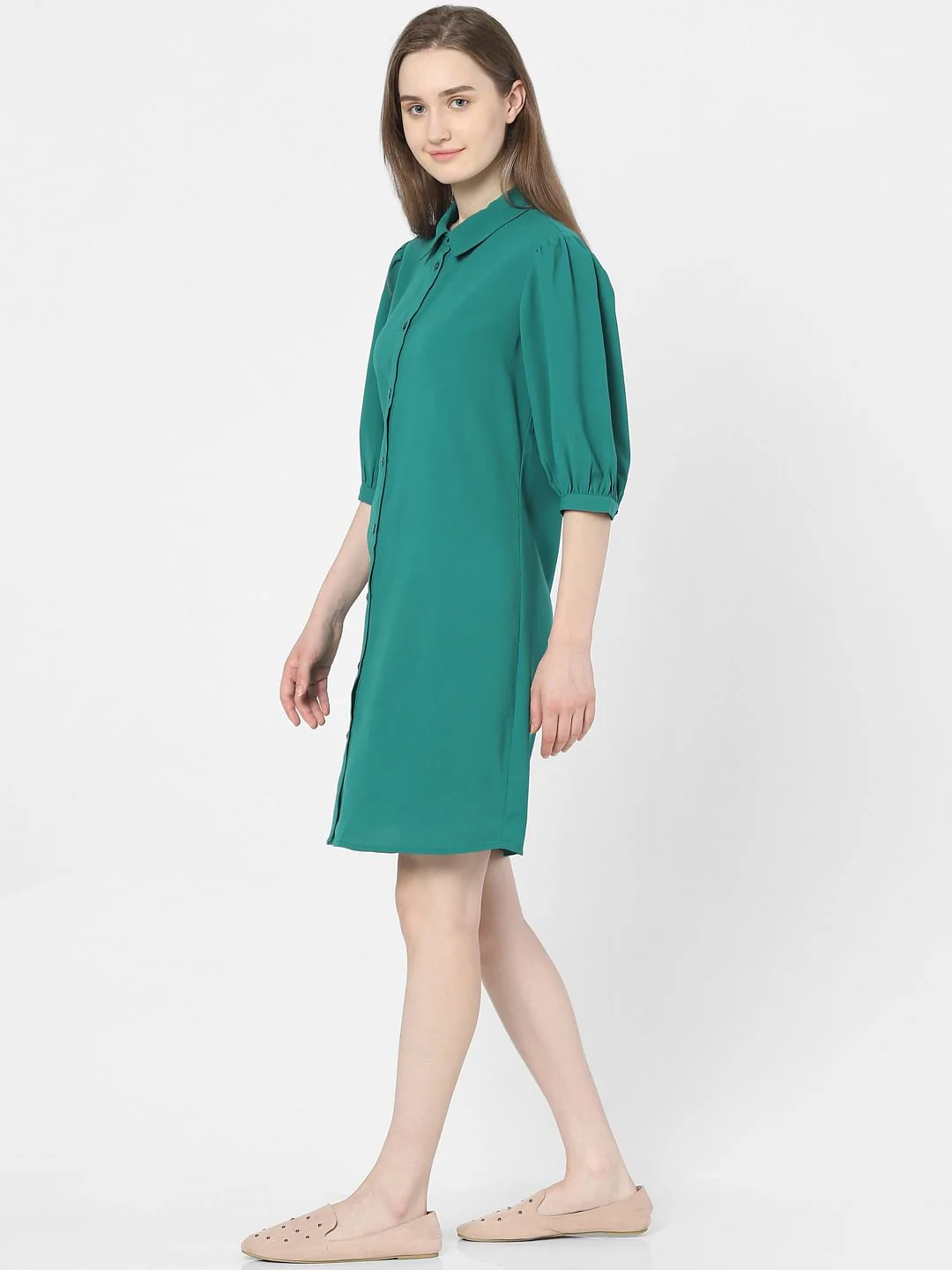 Green Shirt Dress - Image 2