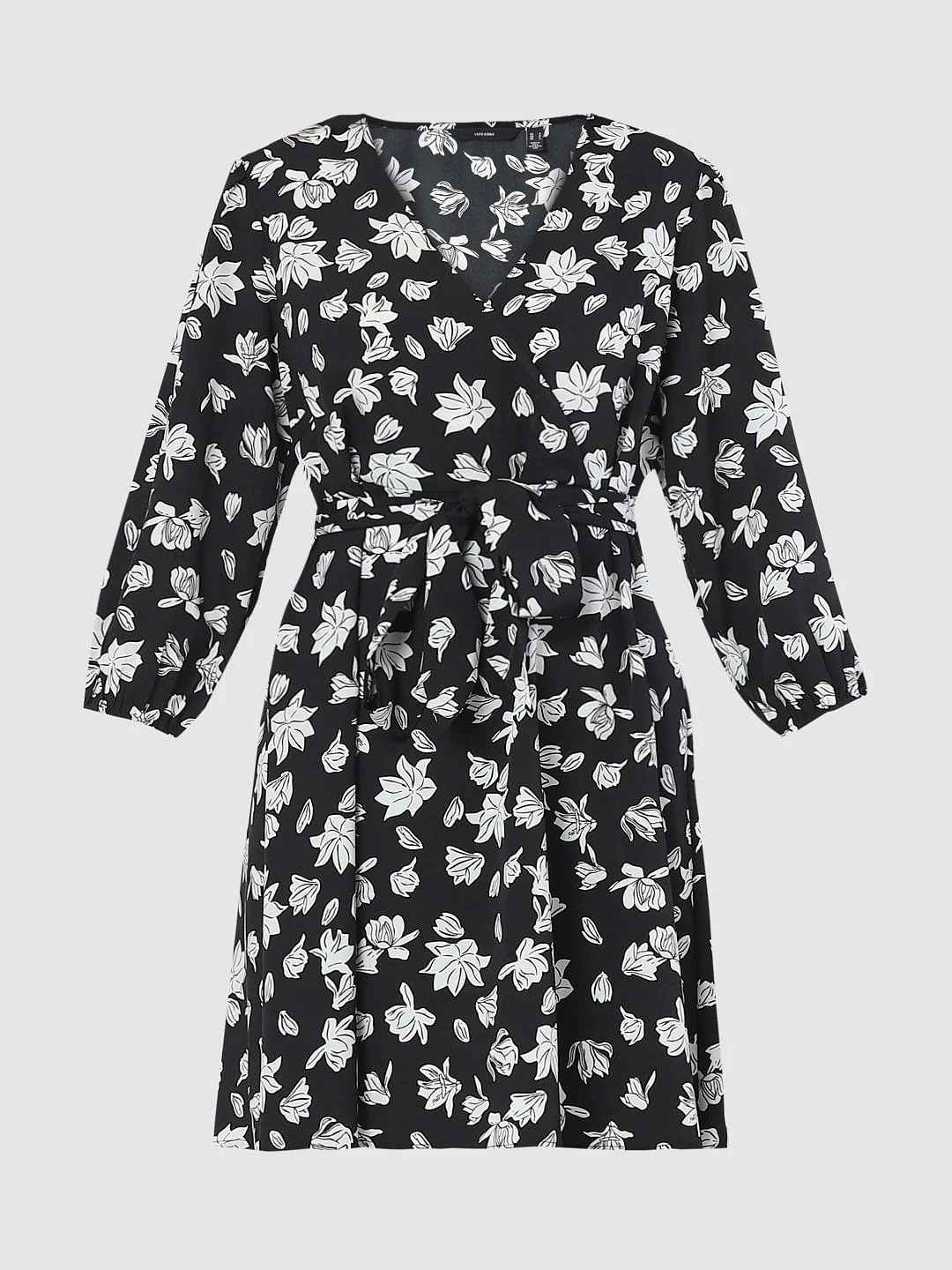 Black Floral Fit & Flare Dress - Image 5