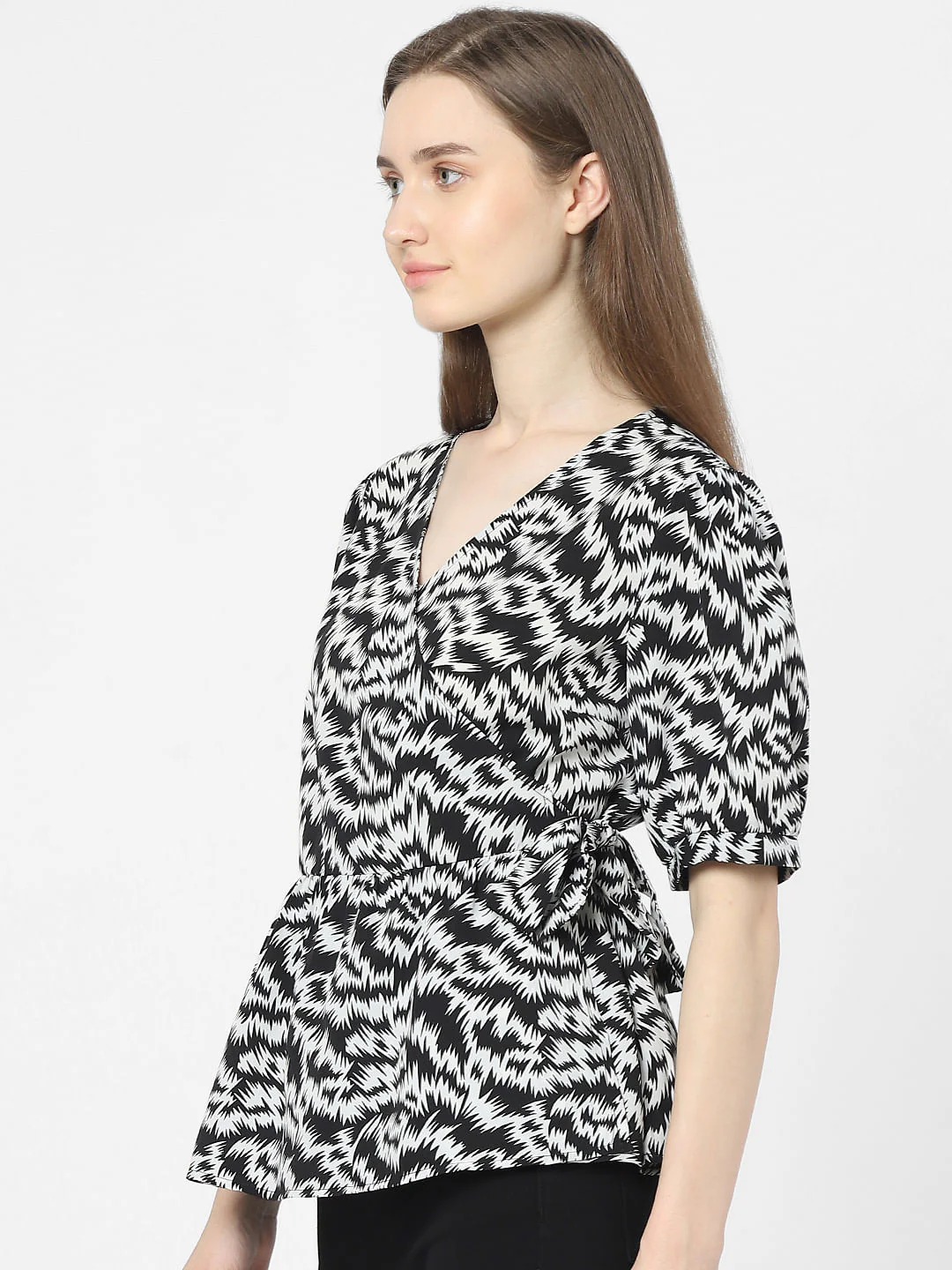 Black Abstract Print Top - Image 2