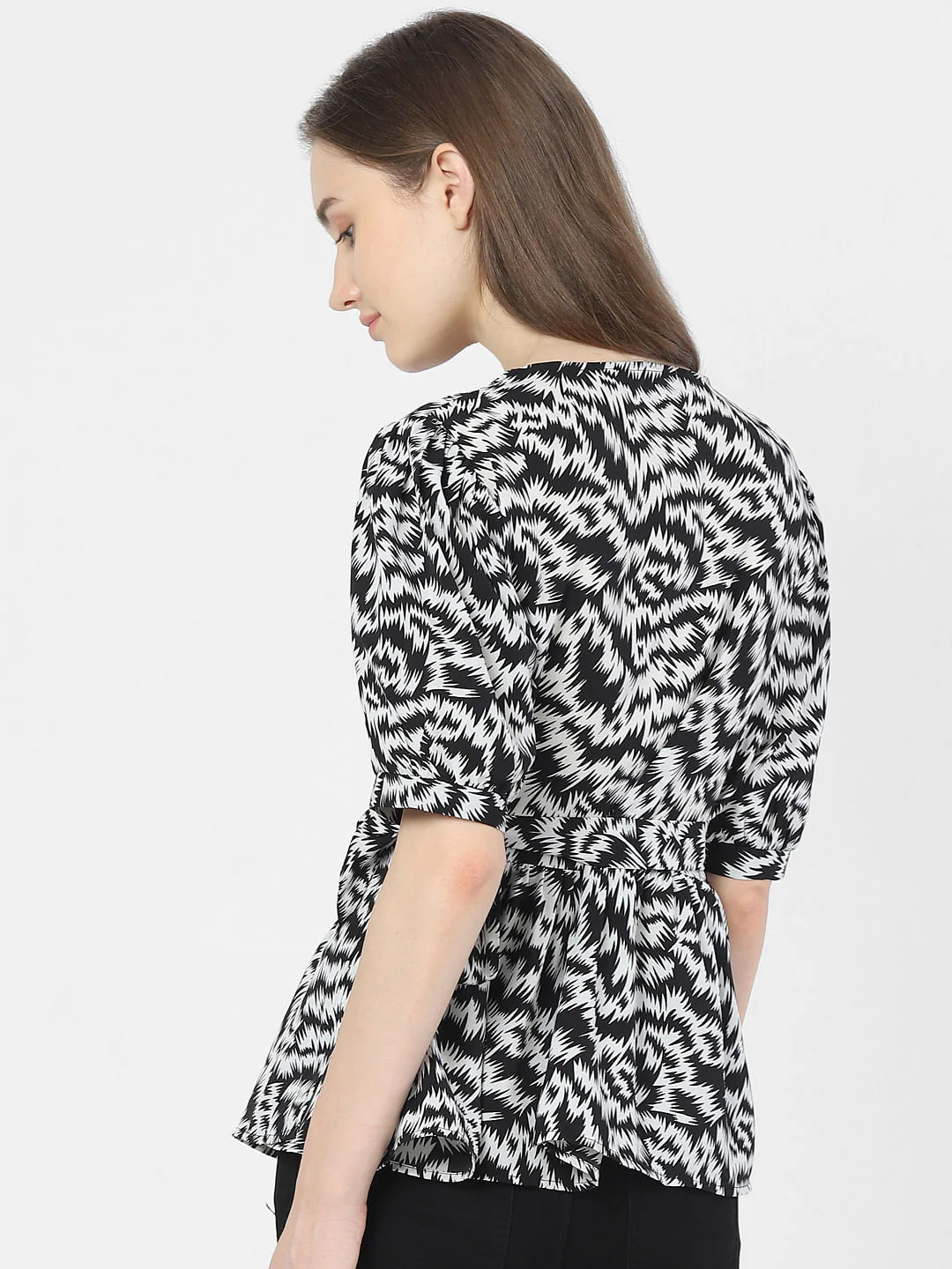 Black Abstract Print Top - Image 3