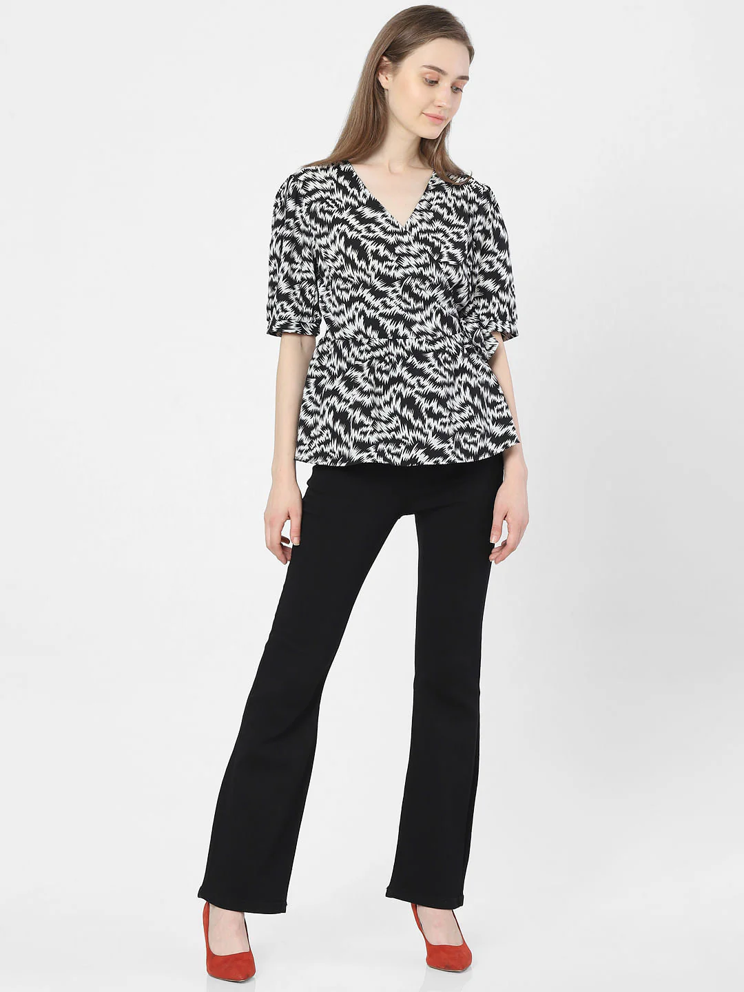 Black Abstract Print Top - Image 4
