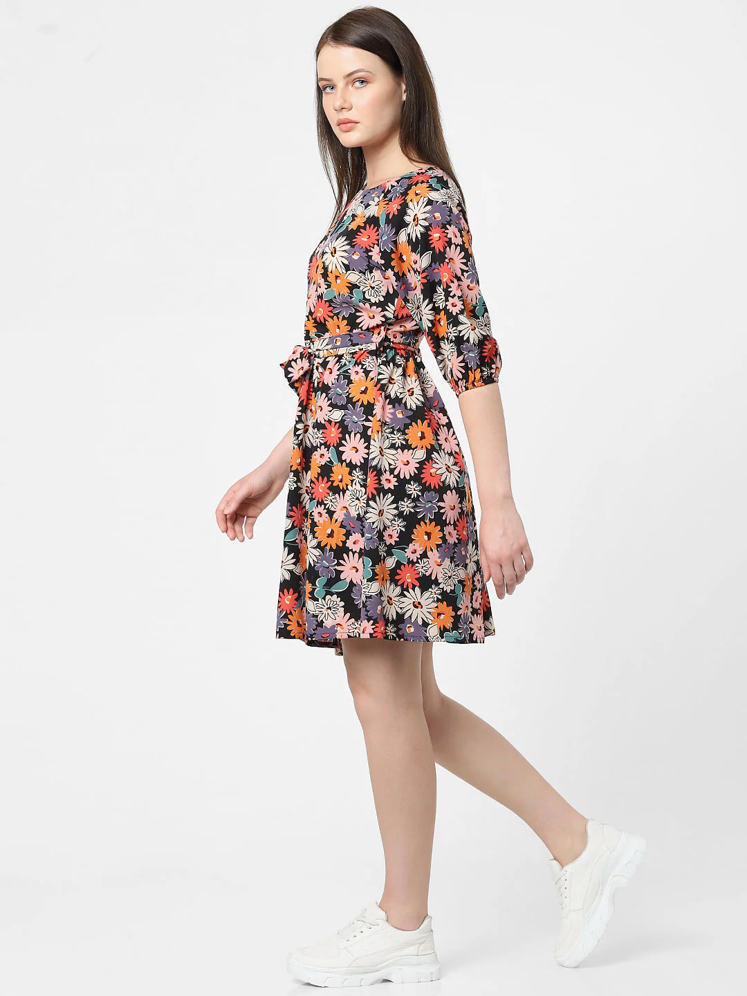 Black Floral Print Shift Dress - Image 2