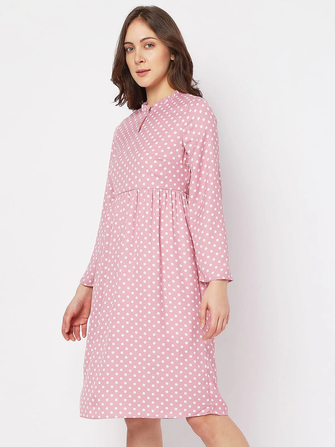 Pink Polka Dot Midi Dress - Image 2