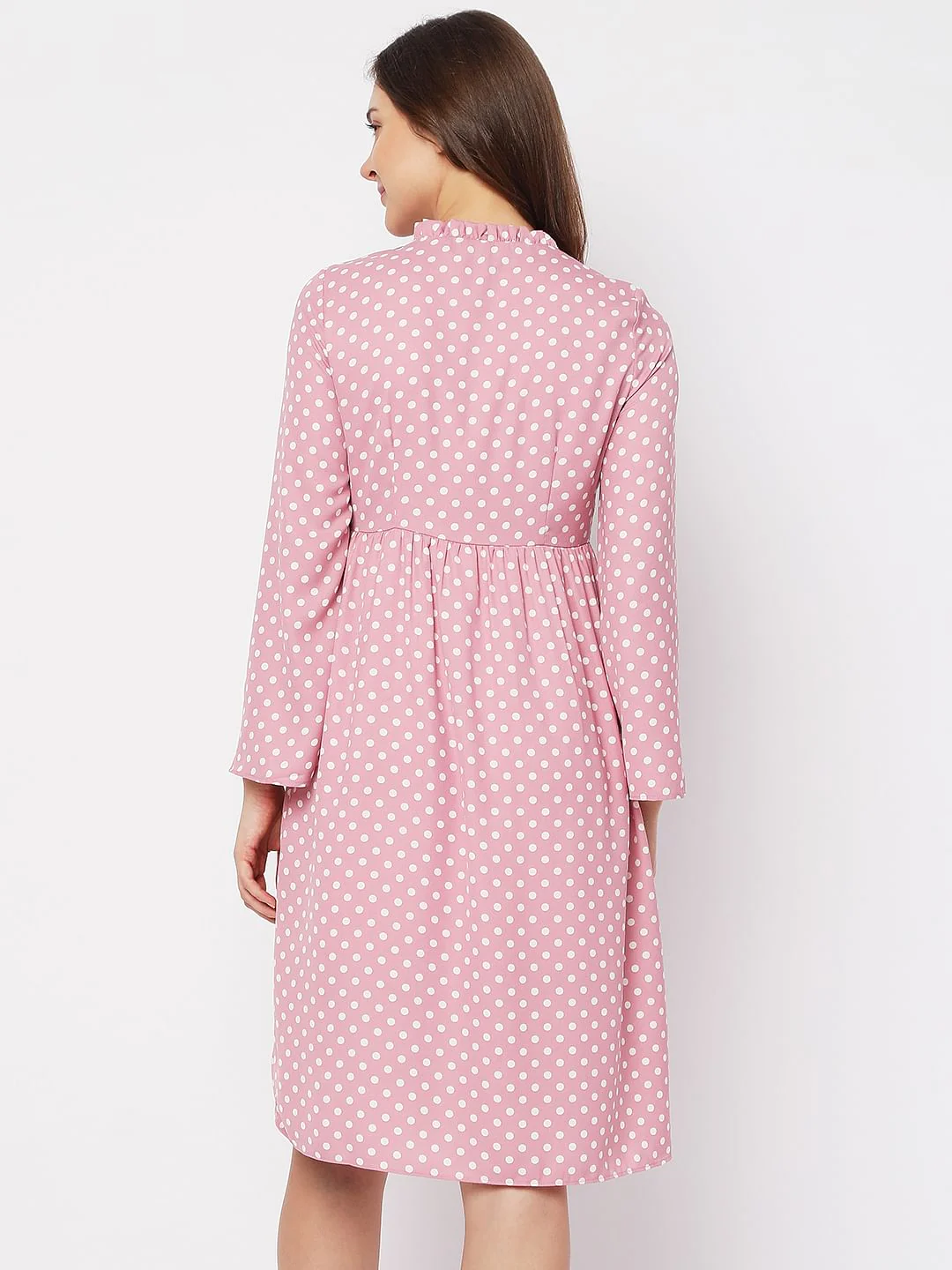 Pink Polka Dot Midi Dress - Image 3