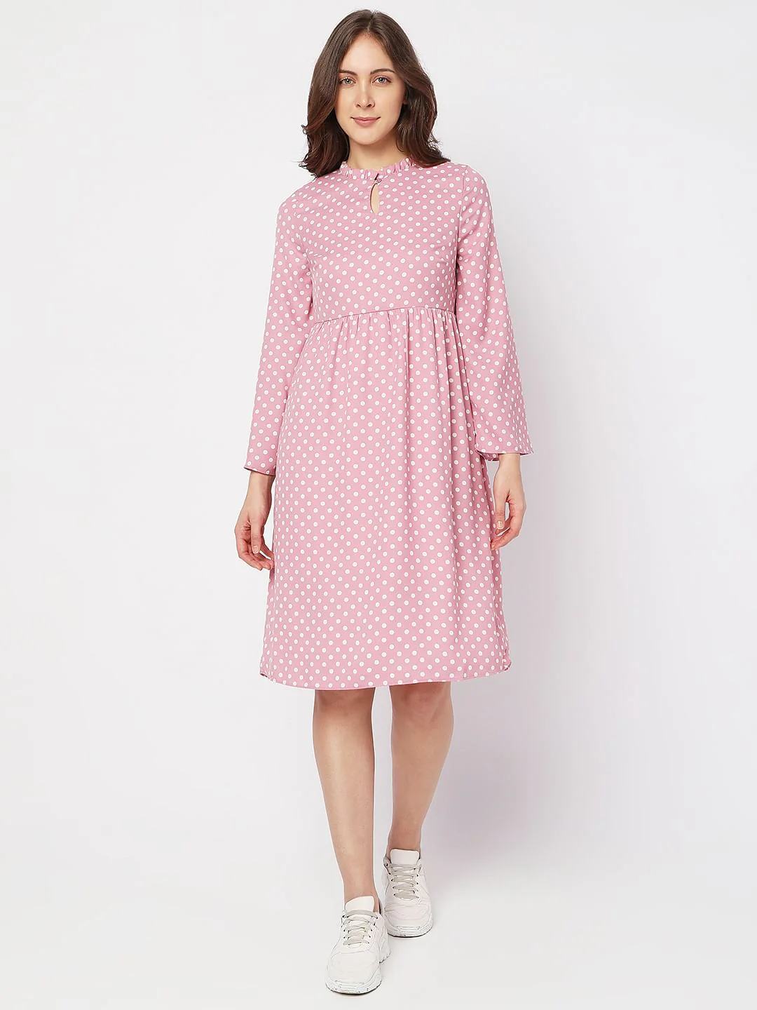 Pink Polka Dot Midi Dress - Image 4