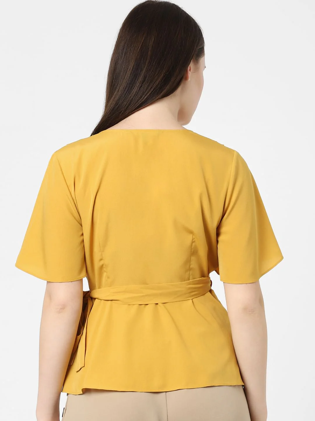 Mustard Mock Wrap Top - Image 3