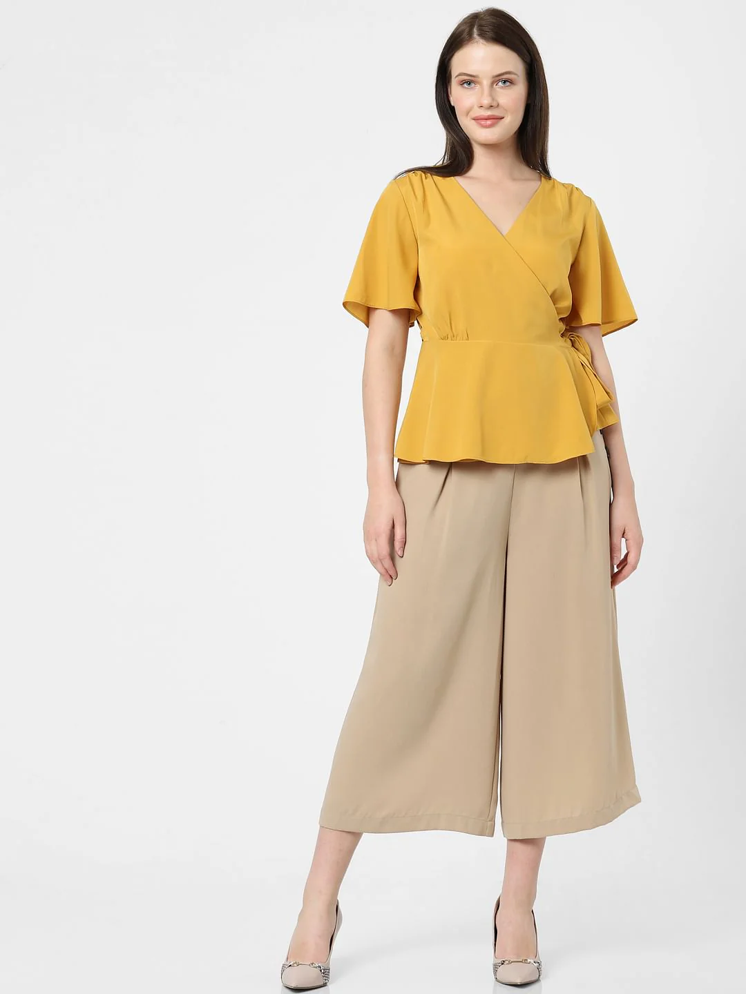 Mustard Mock Wrap Top - Image 5