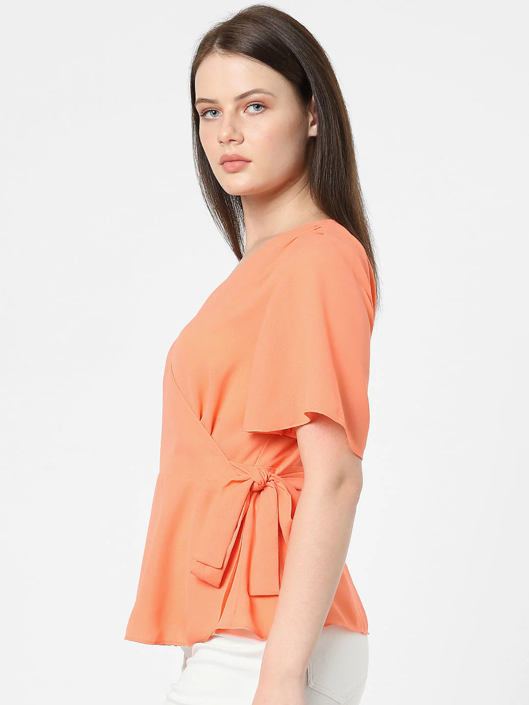 Orange Mock Wrap Top - Image 2