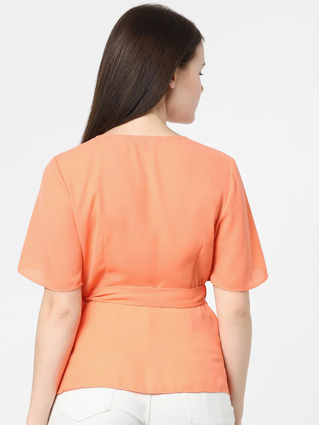 Orange Mock Wrap Top - Image 3