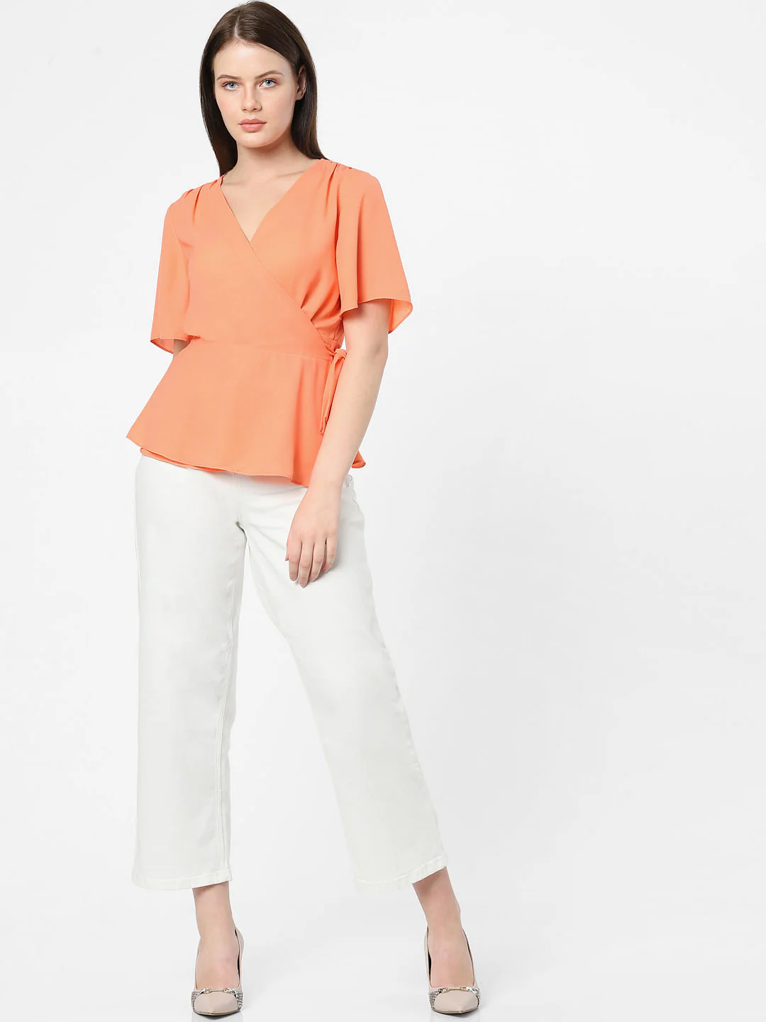 Orange Mock Wrap Top - Image 5