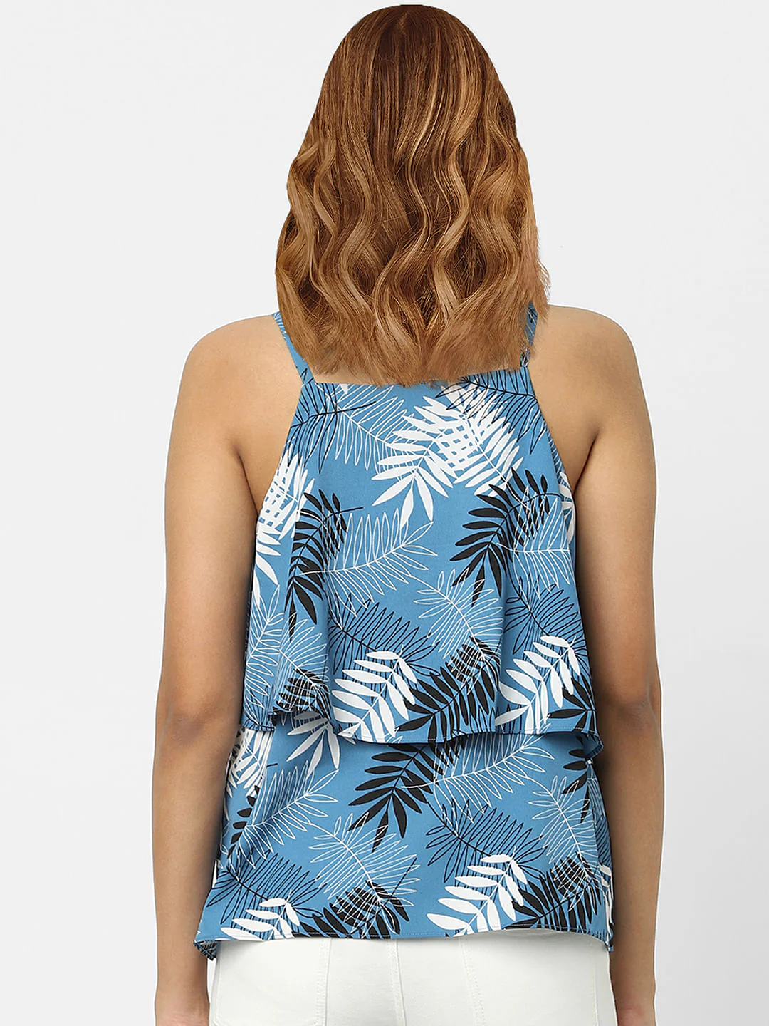 Blue Tropical Print Strappy Top - Image 3