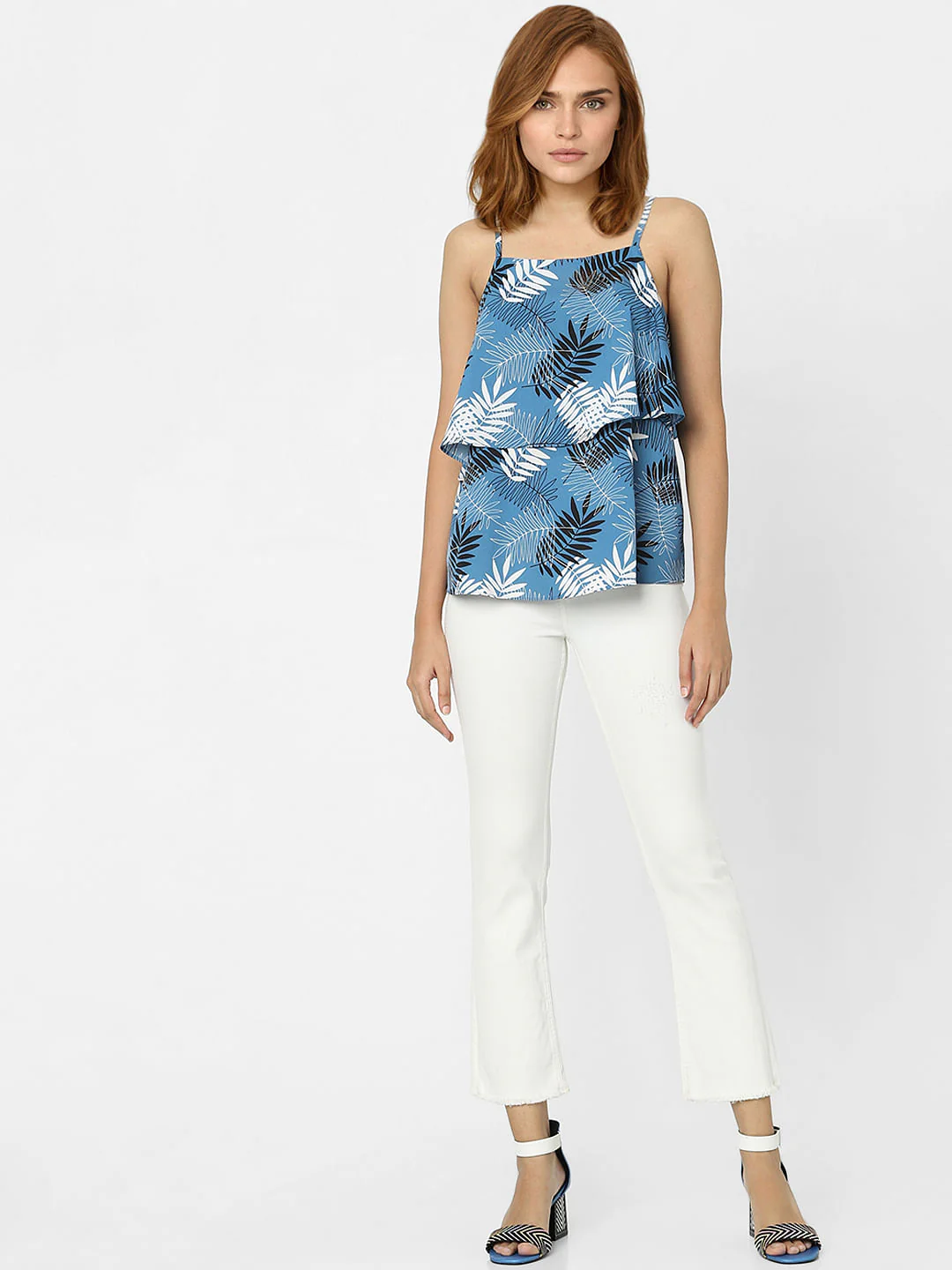 Blue Tropical Print Strappy Top - Image 4