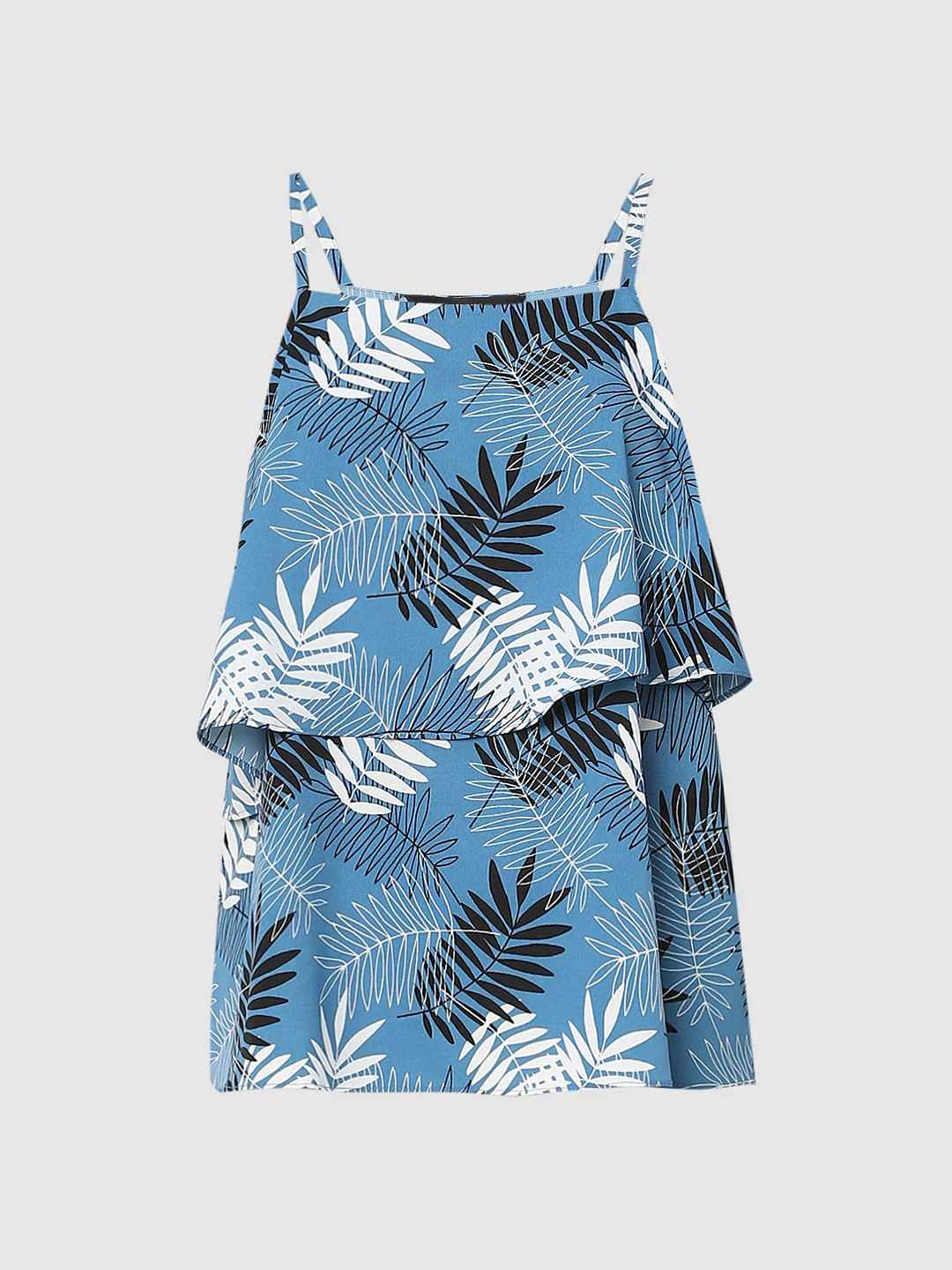 Blue Tropical Print Strappy Top - Image 6