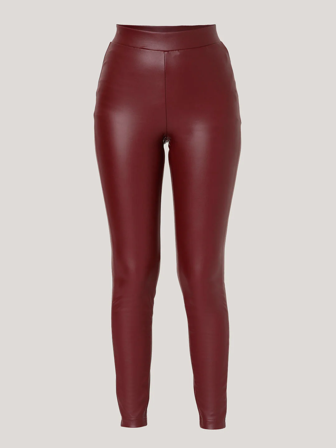 Maroon Faux Leather Leggings - Image 7