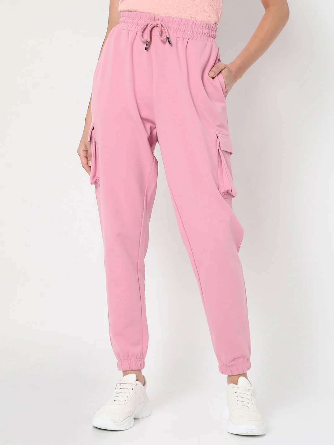 Pink High Rise Cargo Co-Ord Set Joggers - Image 2