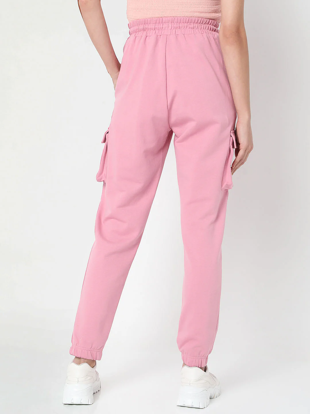 Pink High Rise Cargo Co-Ord Set Joggers - Image 4