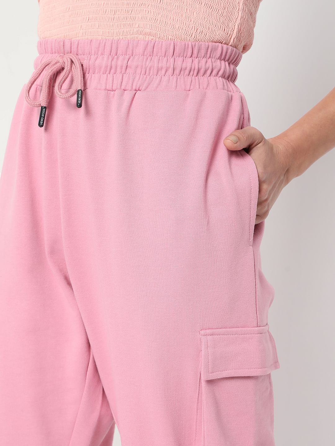 Pink High Rise Cargo Co-Ord Set Joggers - Image 5