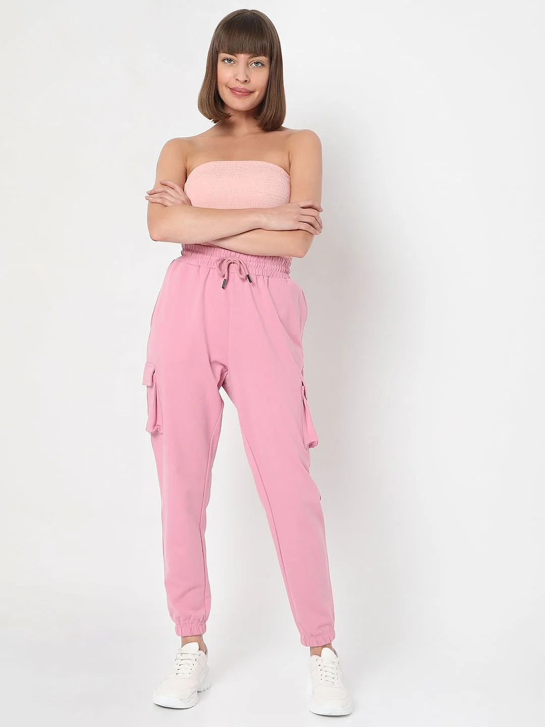 Pink High Rise Cargo Co-Ord Set Joggers - Image 6