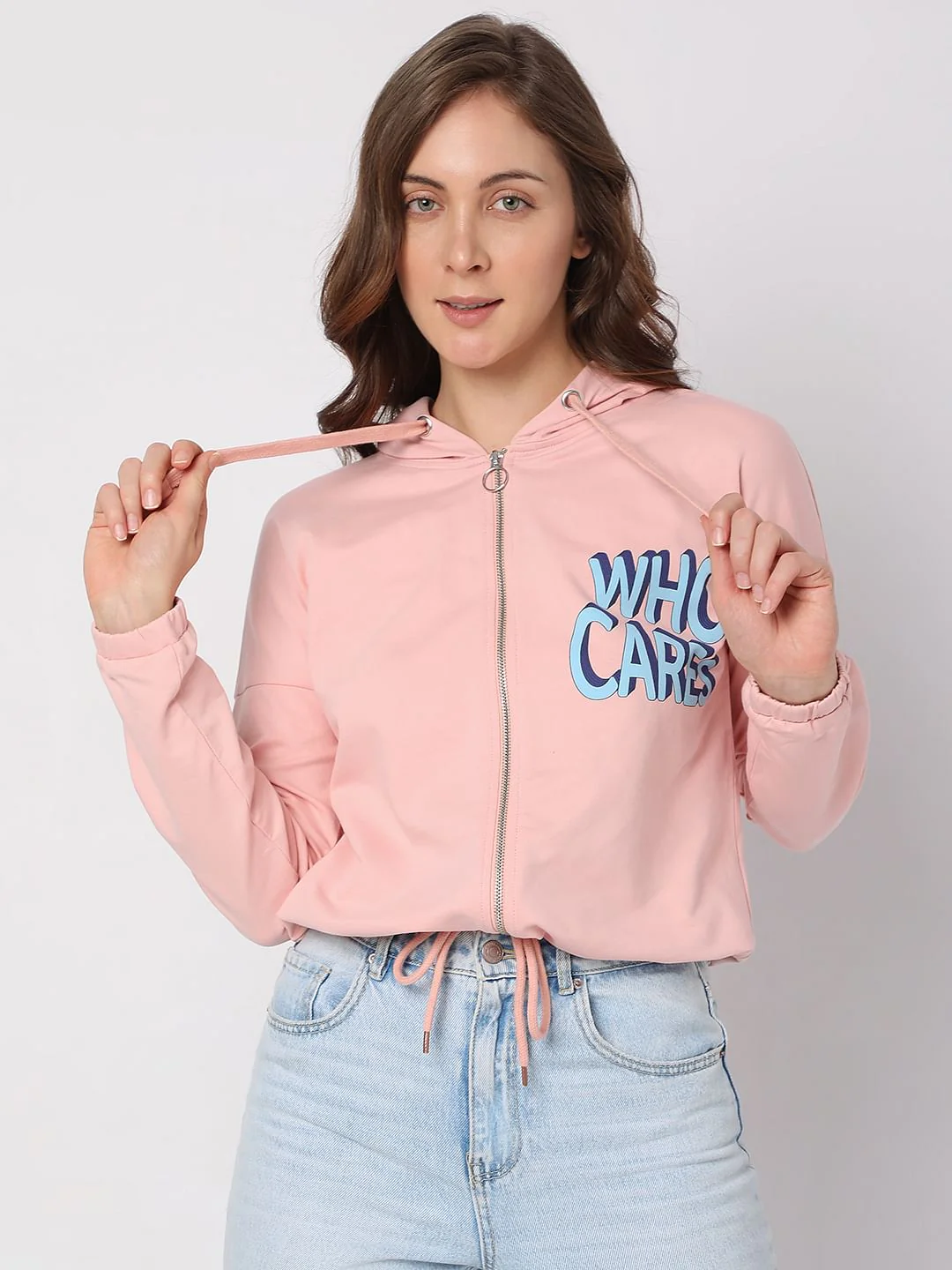 Pink Zip-Up Hooded Sweatshirt - Image 2