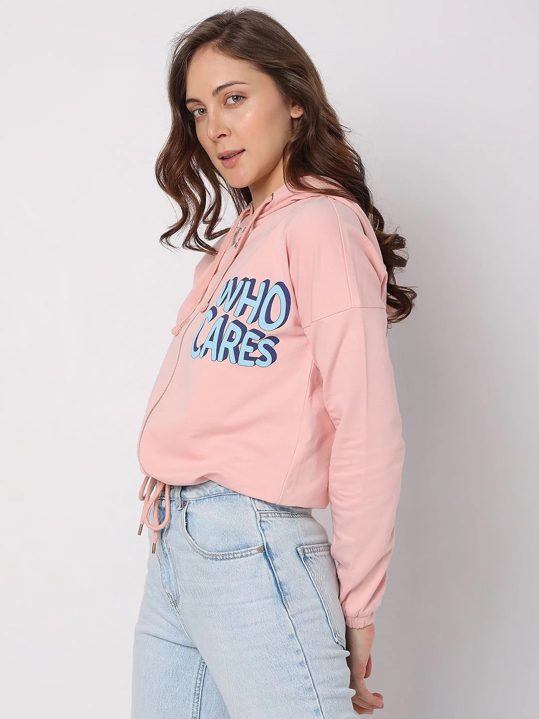 Pink Zip-Up Hooded Sweatshirt - Image 3