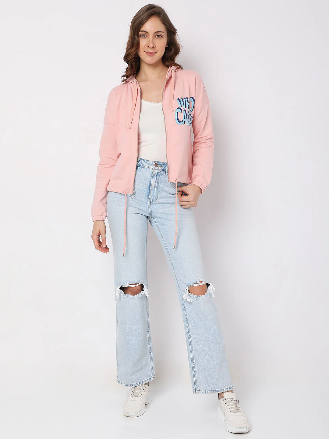 Pink Zip-Up Hooded Sweatshirt - Image 5