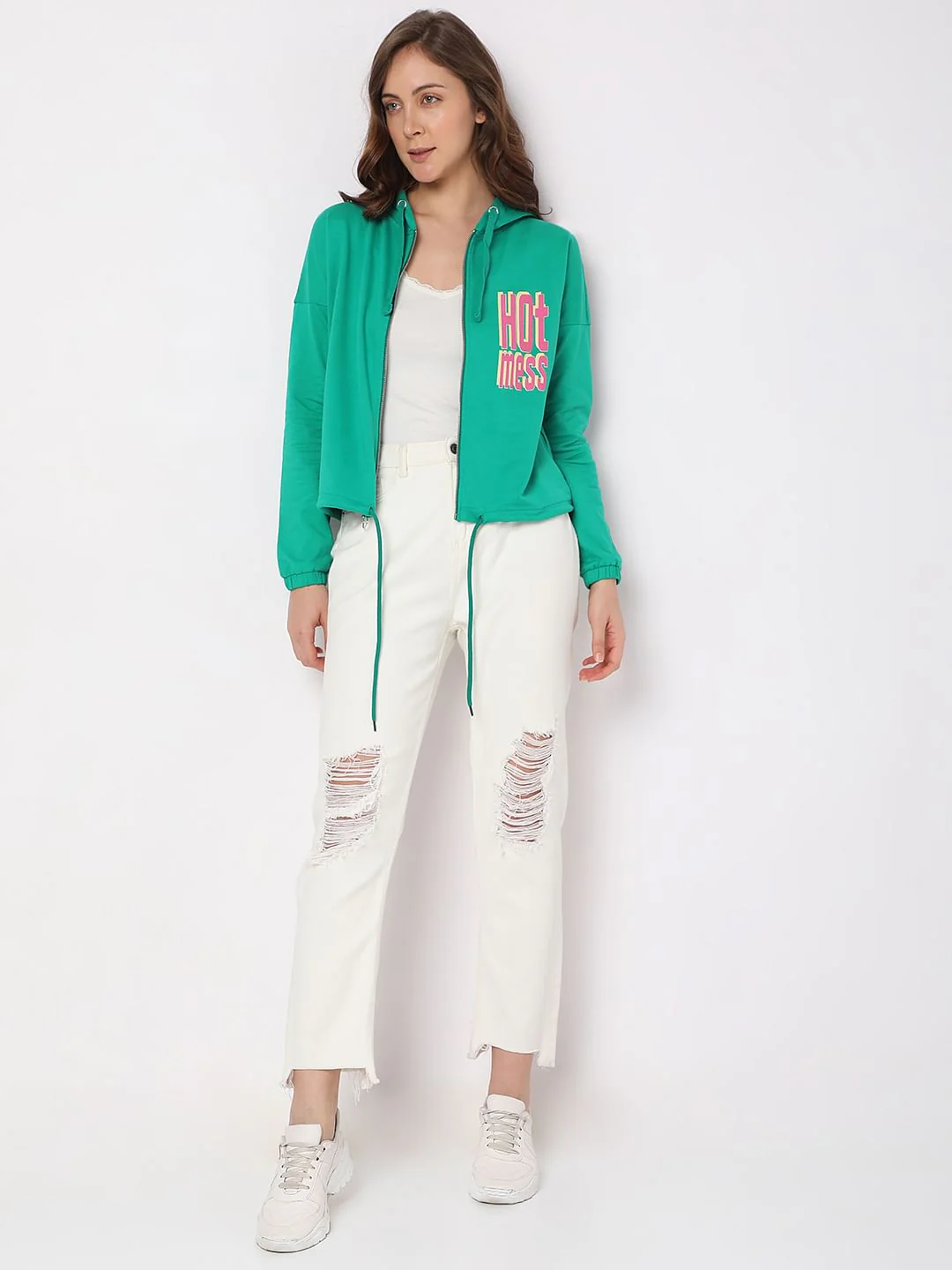 Green Zip-Up Hooded Sweatshirt - Image 5
