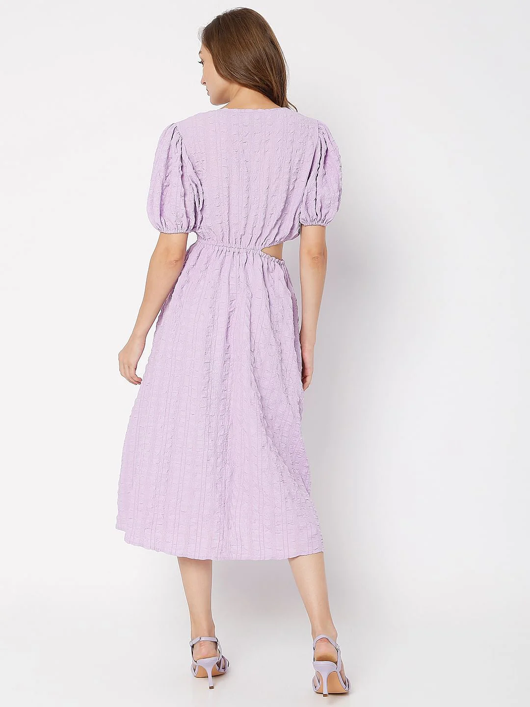 Lilac Textured Midi Dress - Image 4