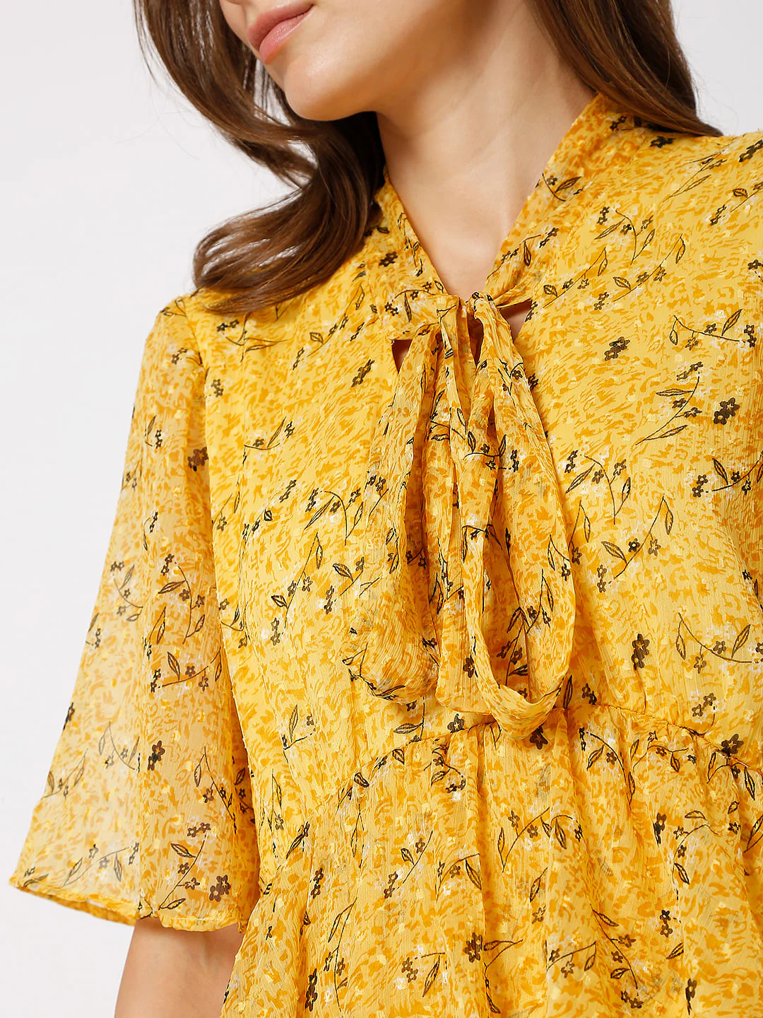 Yellow Floral Midi Dress - Image 5