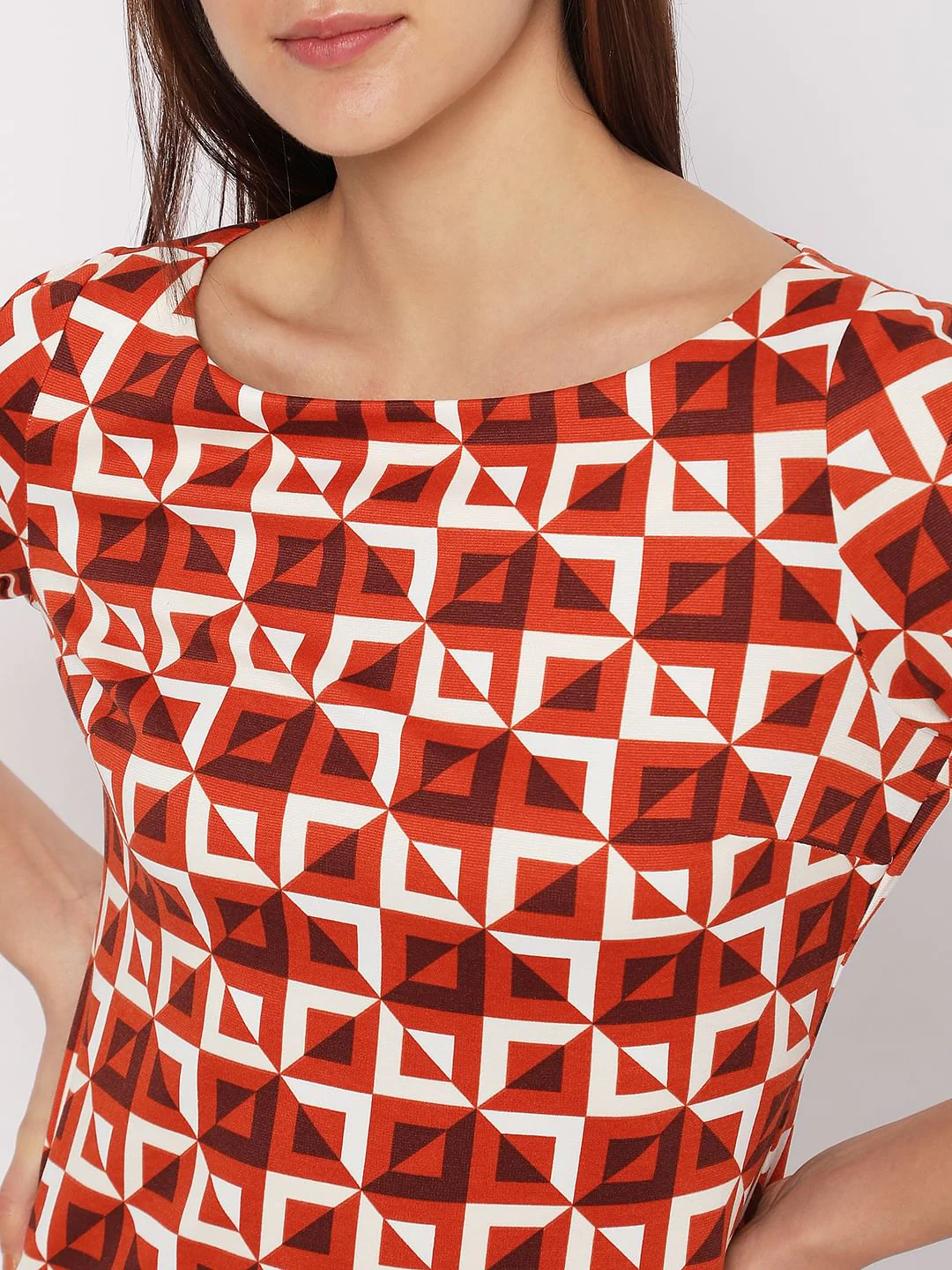 Red Printed Mini Shift Dress - Image 6