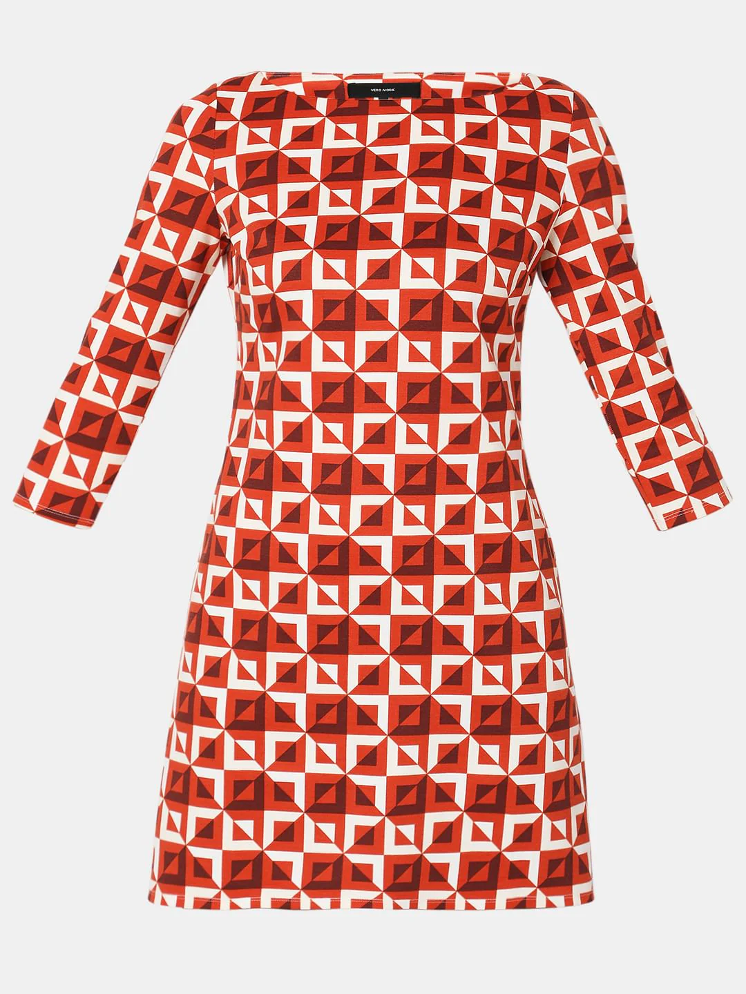Red Printed Mini Shift Dress - Image 7