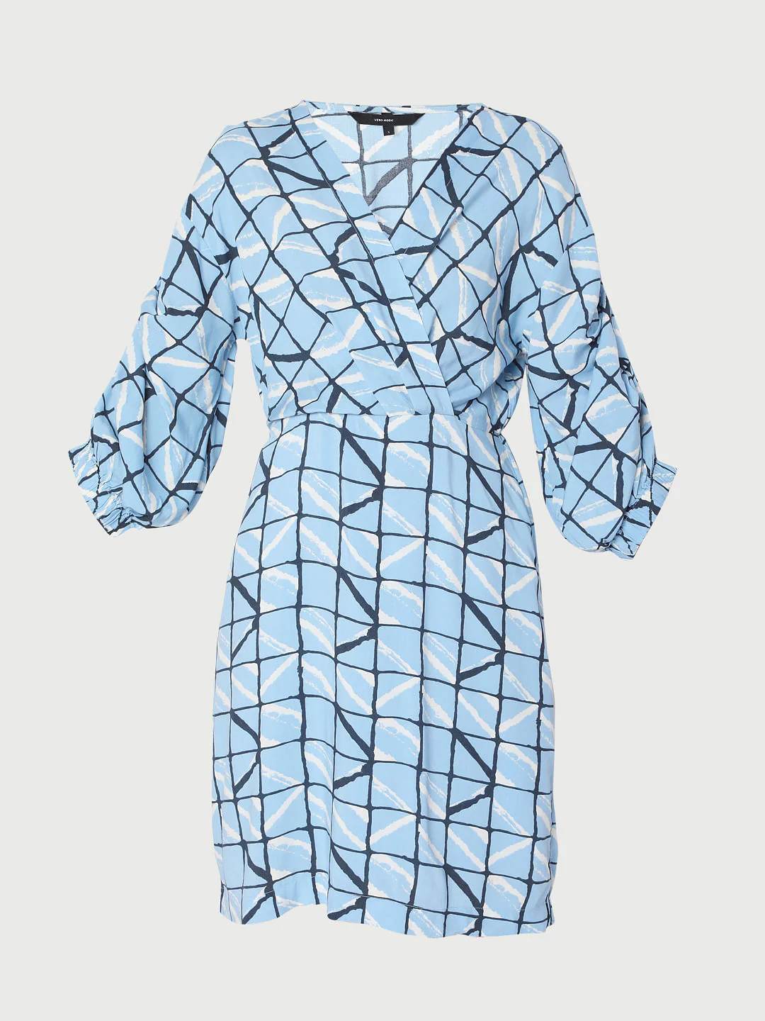 Blue Checked Wrap Dress - Image 7