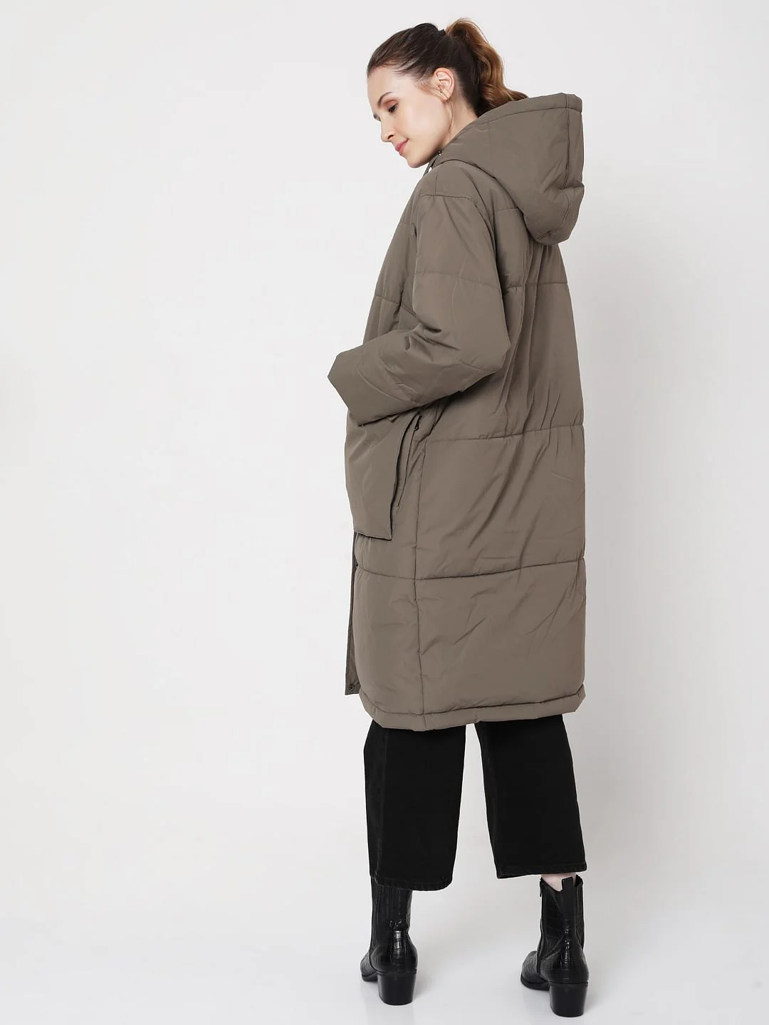 Grey Long Padded Jacket - Image 4
