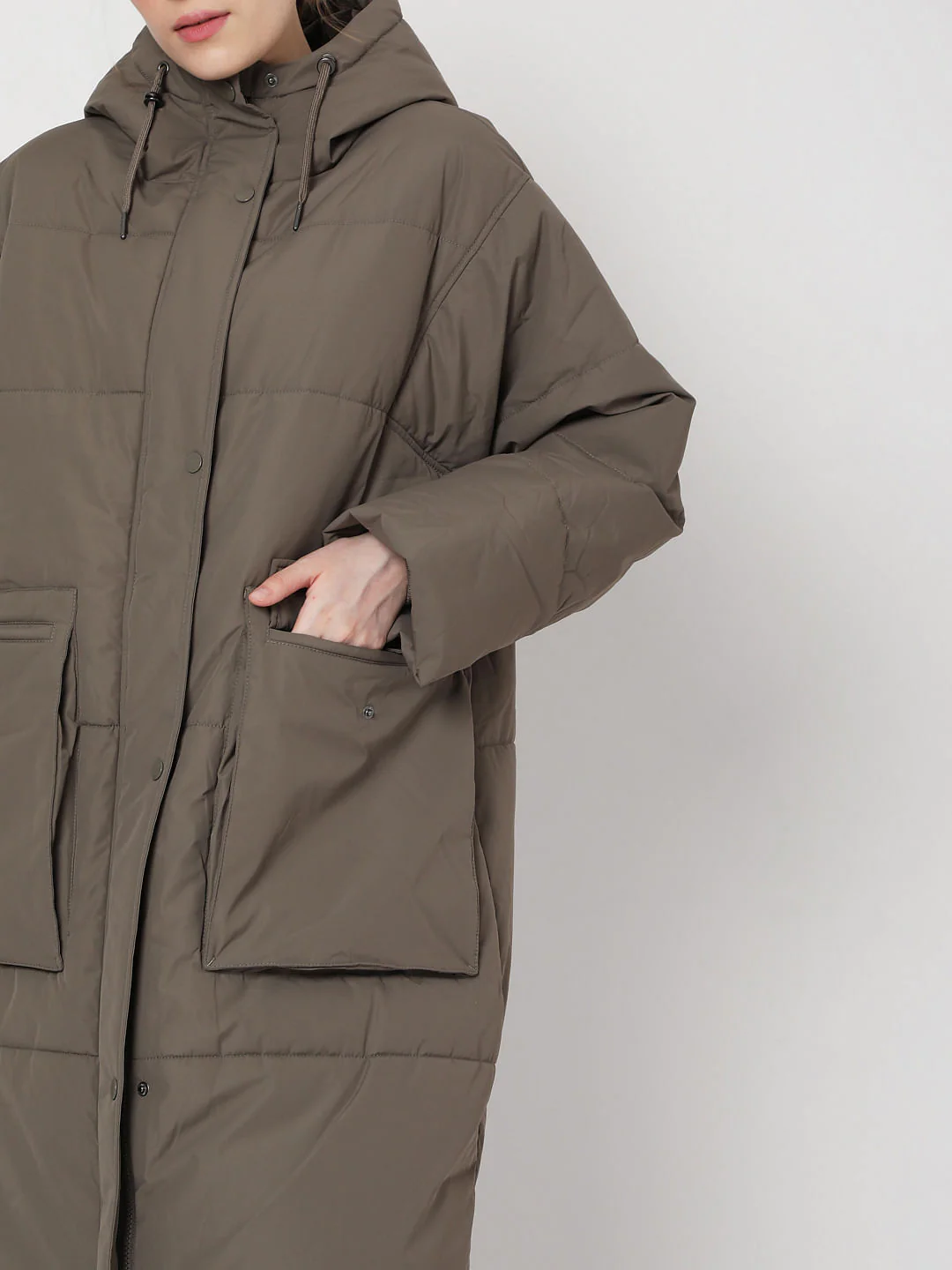 Grey Long Padded Jacket - Image 5