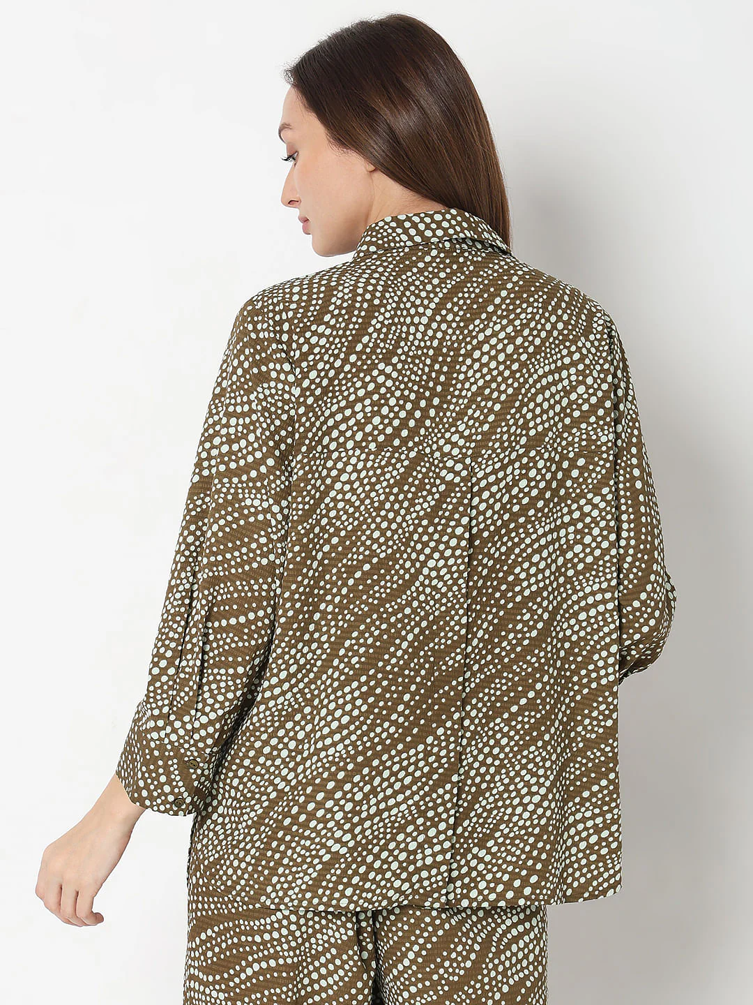 Dark Brown Printed Co-Ord Set Shirt - Image 4