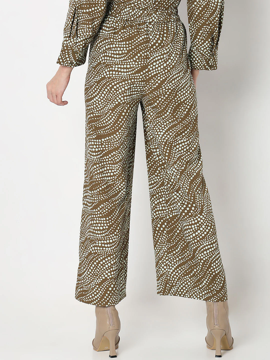 Dark Brown Printed Co-Ord Set Pants - Image 4