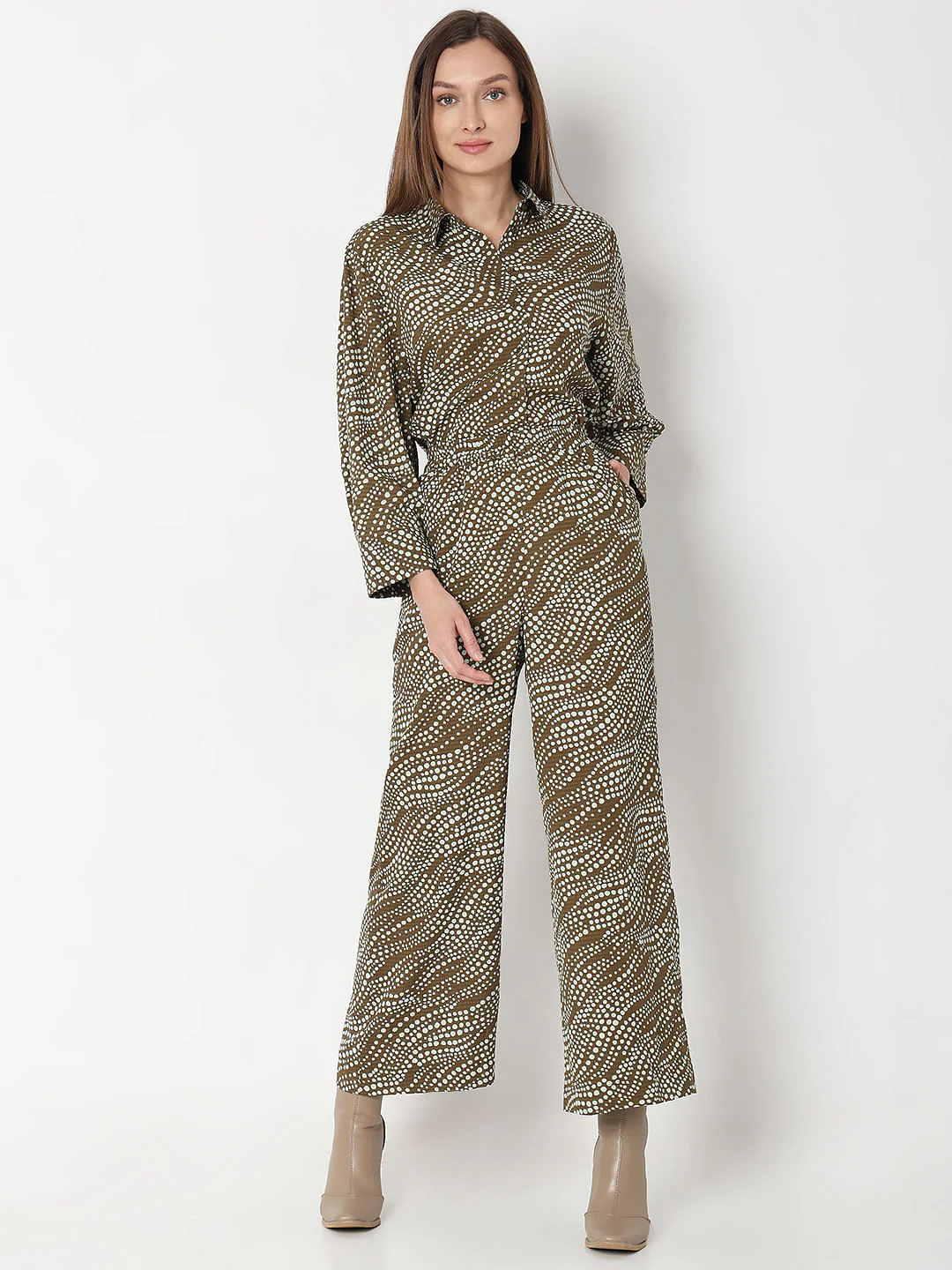 Dark Brown Printed Co-Ord Set Pants - Image 5