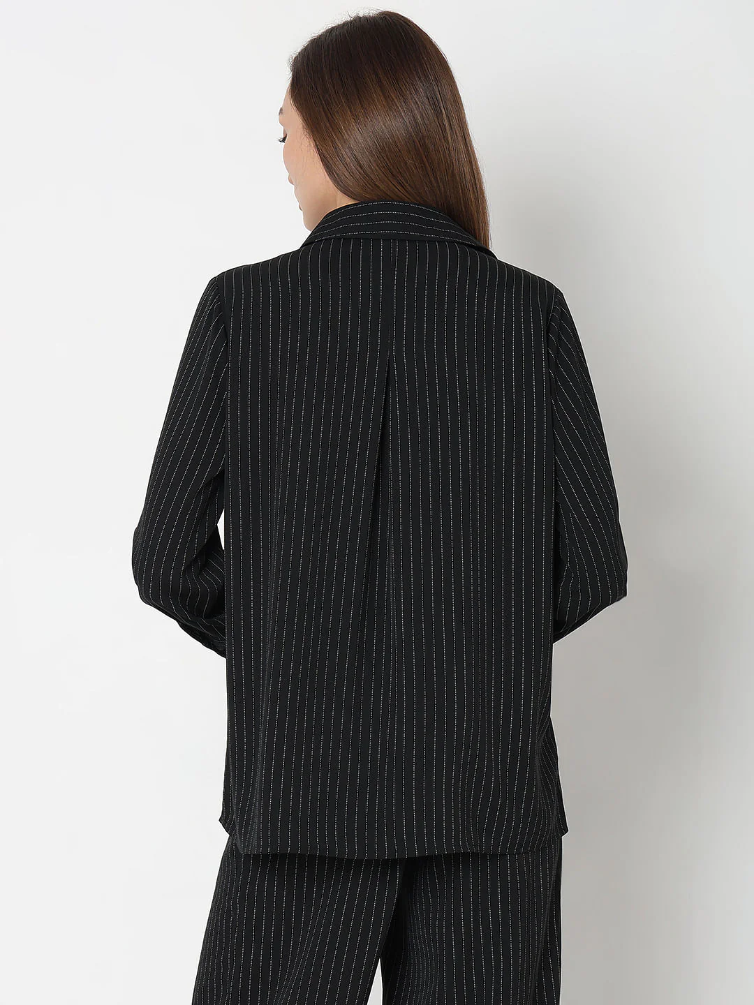 Black Pinstripe Co-Ord Set Shirt - Image 4