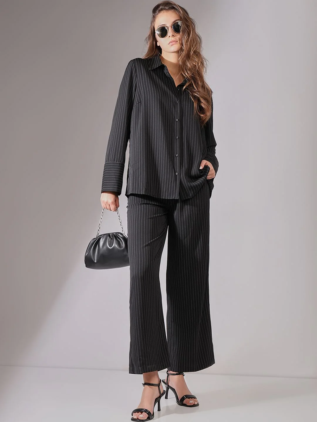Black Striped Co-Ord Set Pants
