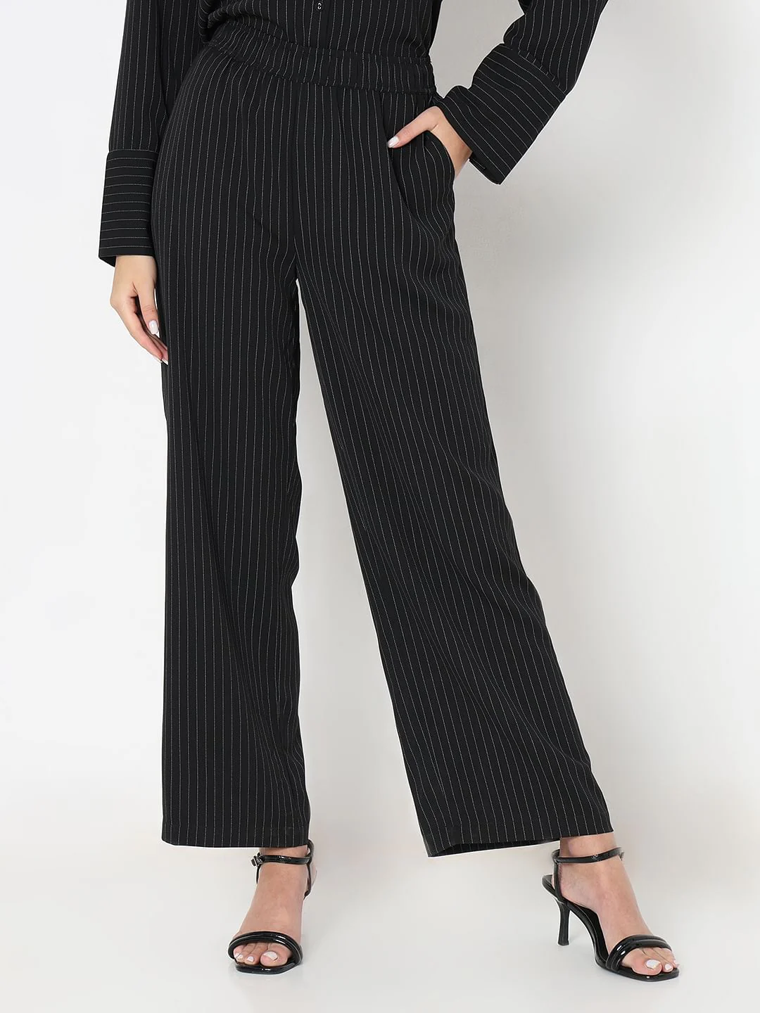 Black Striped Co-Ord Set Pants - Image 2