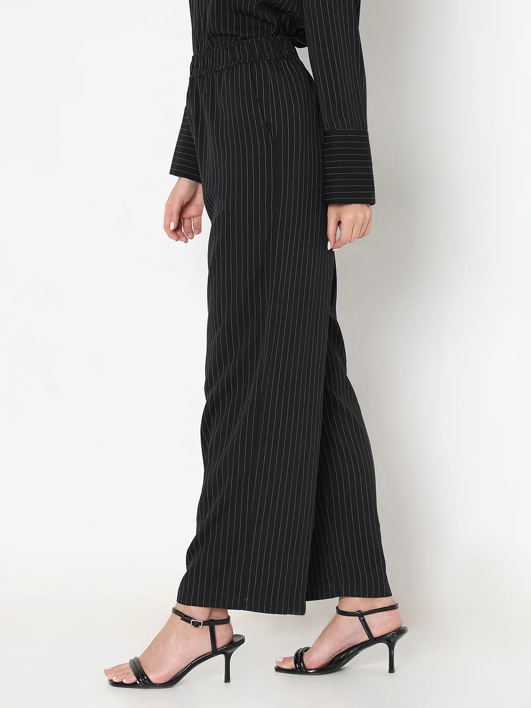 Black Striped Co-Ord Set Pants - Image 3