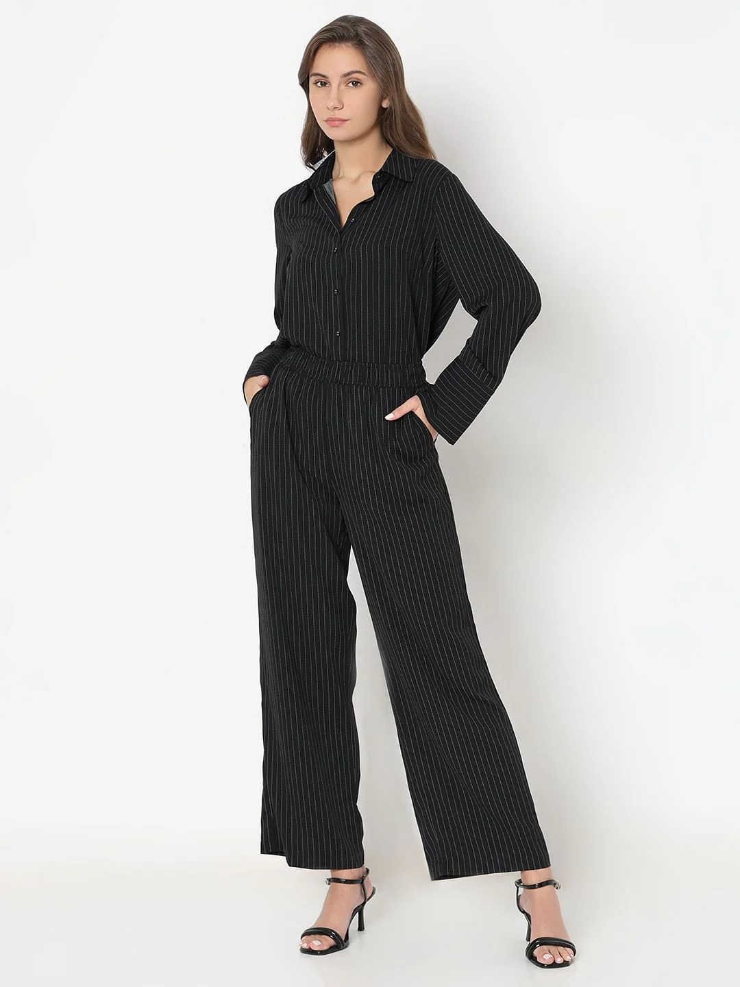 Black Striped Co-Ord Set Pants - Image 5