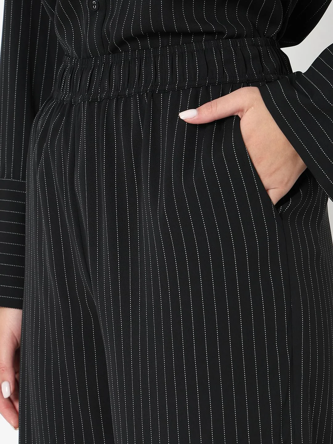 Black Striped Co-Ord Set Pants - Image 6