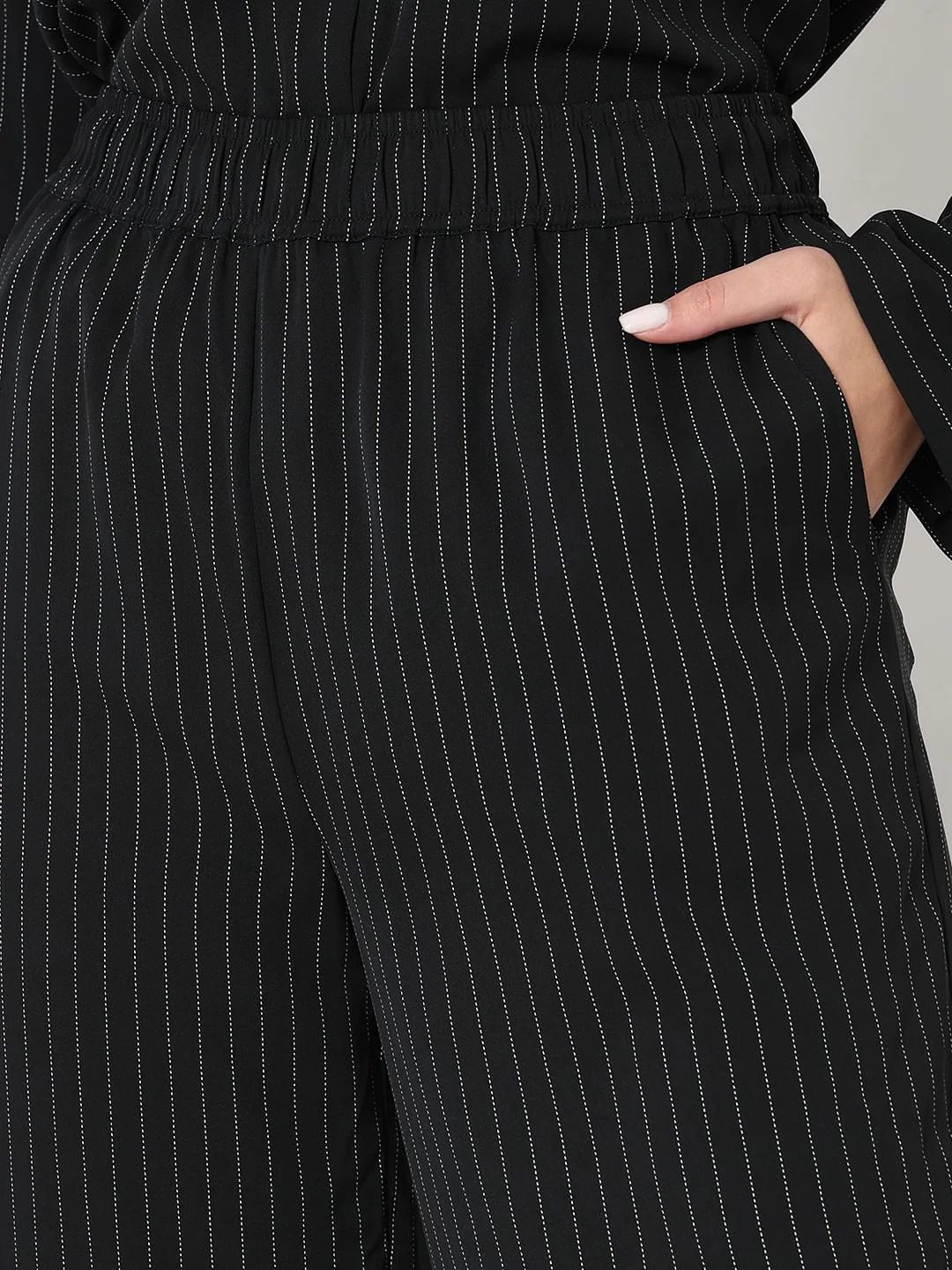 Black Striped Co-Ord Set Pants - Image 8